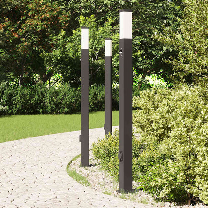 Bollard Lights with Sensor&Outlet 3 pcs 110 cm Black IP44