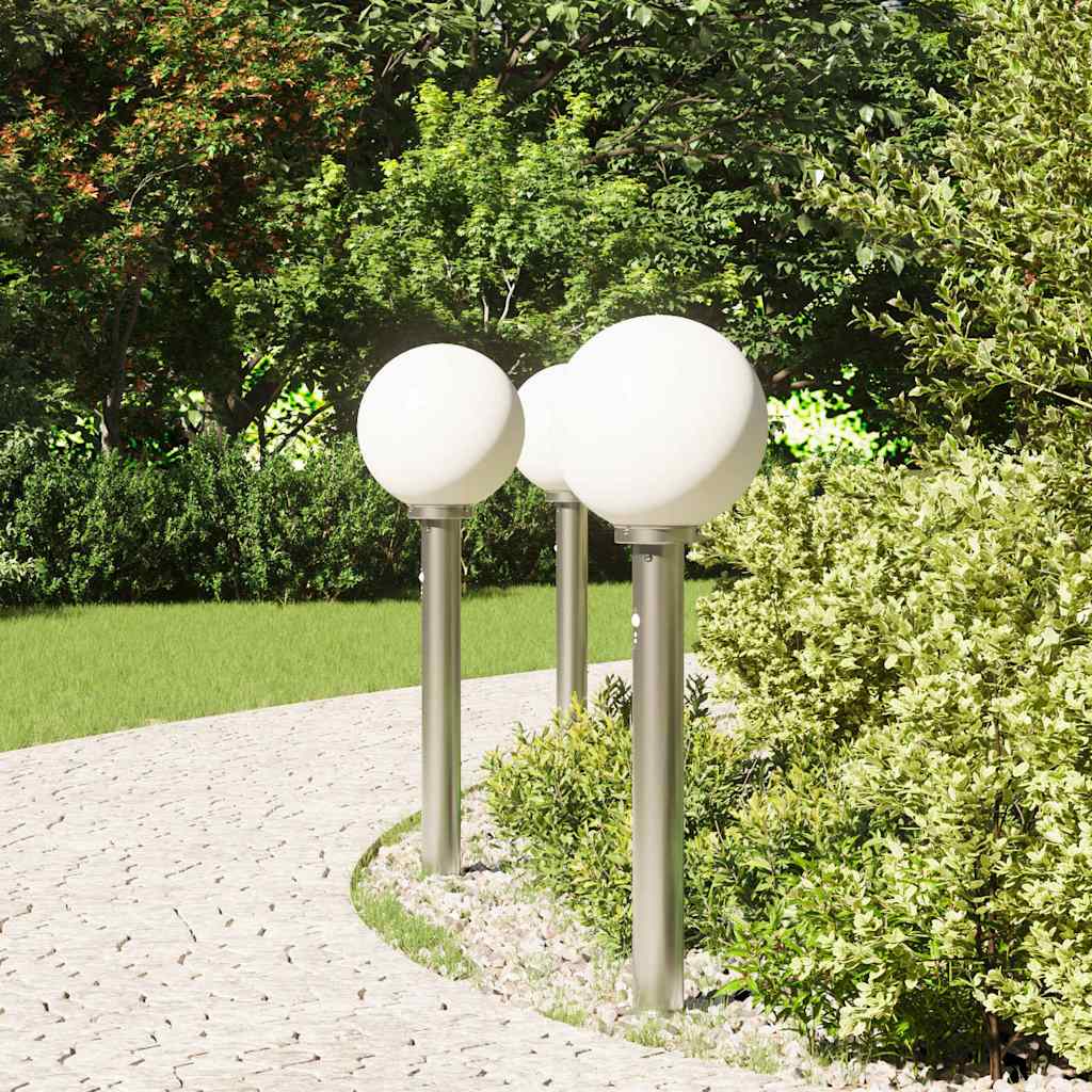 Bollard Lights with Sensor 3 pcs 80 cm Stainless Steel IP44