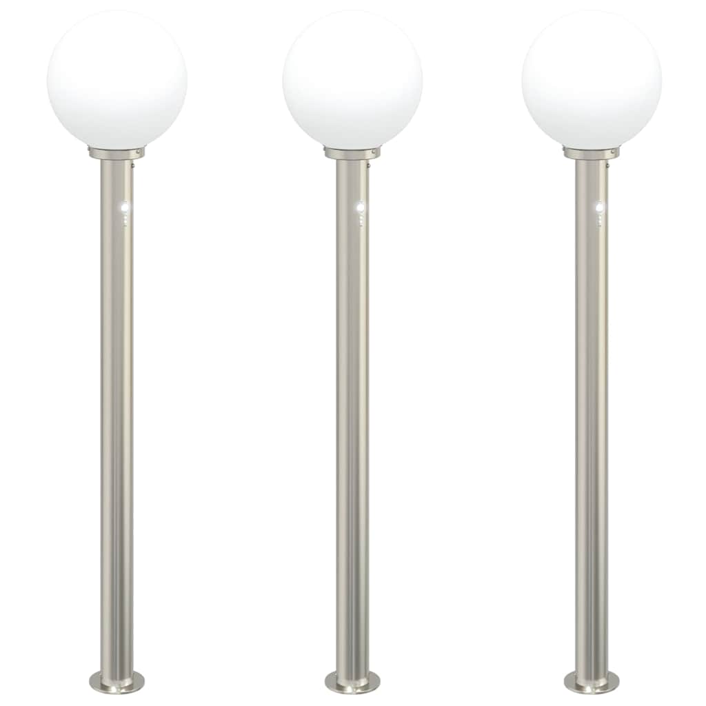Bollard Lights with Sensor 3 pcs 120 cm Stainless Steel IP44