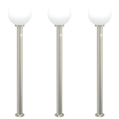 Bollard Lights with Sensor 3 pcs 120 cm Stainless Steel IP44