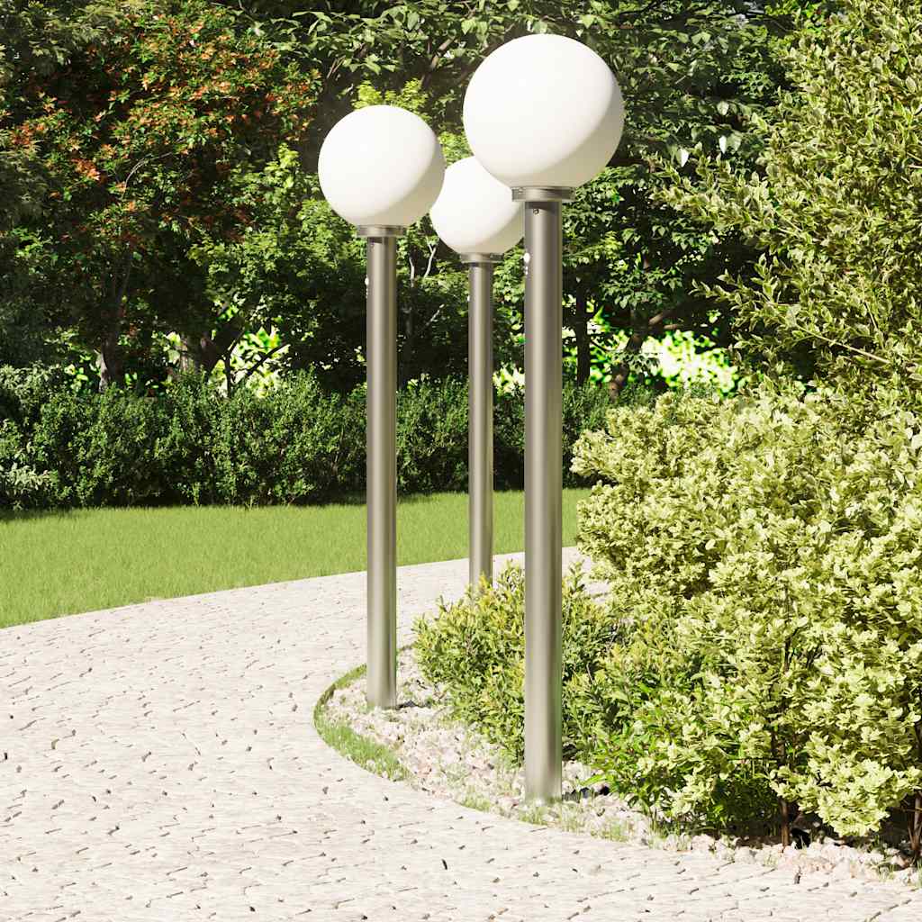 Bollard Lights with Sensor 3 pcs 120 cm Stainless Steel IP44