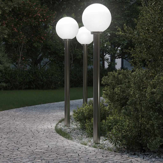 Bollard Lights with Sensor 3 pcs 120 cm Stainless Steel IP44