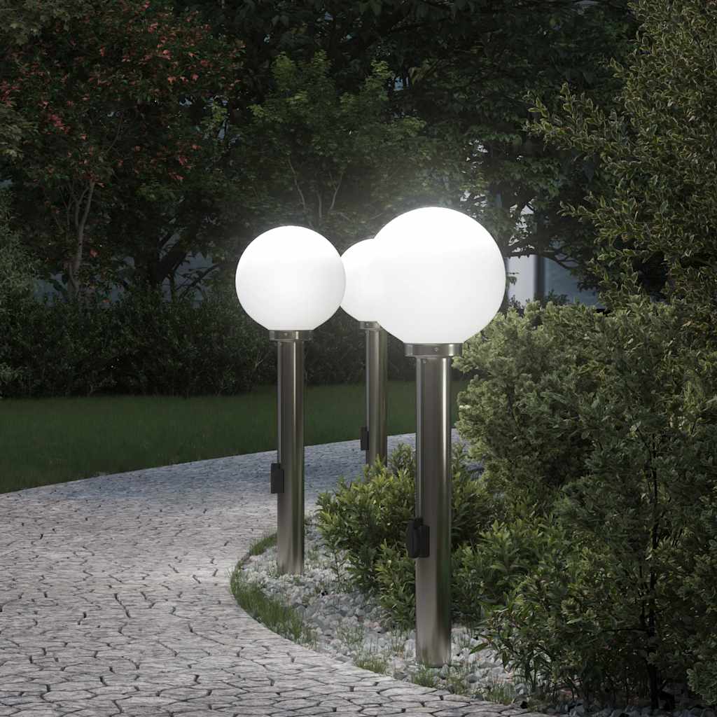 Bollard Lights with Outlet 3 pcs 80 cm Stainless Steel IP44