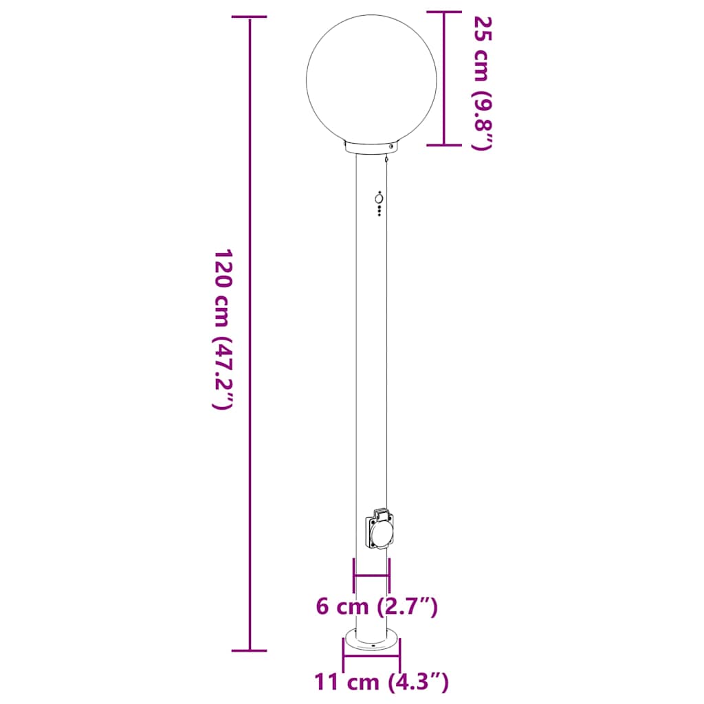 Bollard Lights with Sensor&Outlet 3 pcs 120 cm Stainless Steel IP44