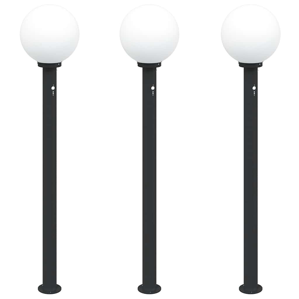 Bollard Lights with Sensor 3 pcs 120 cm Black IP44