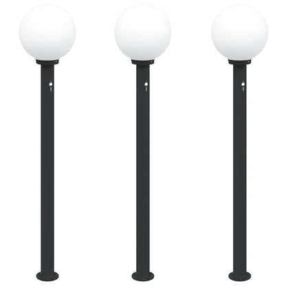 Bollard Lights with Sensor 3 pcs 120 cm Black IP44