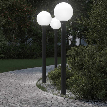 Bollard Lights with Sensor 3 pcs 120 cm Black IP44