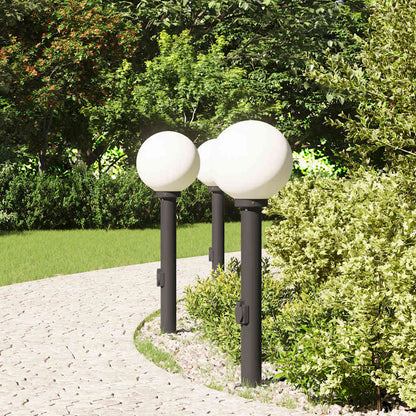 Bollard Lights with Outlet 3 pcs 80 cm Black IP44