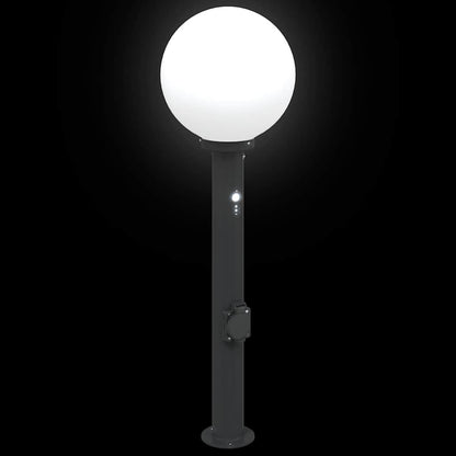 Bollard Light with Sensor&Outlet 80 cm Black IP44