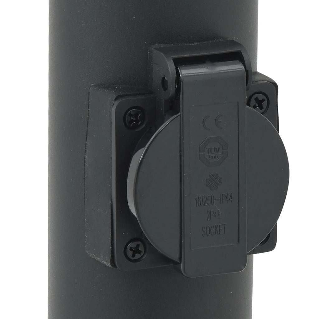 Bollard Light with Sensor&Outlet 80 cm Black IP44