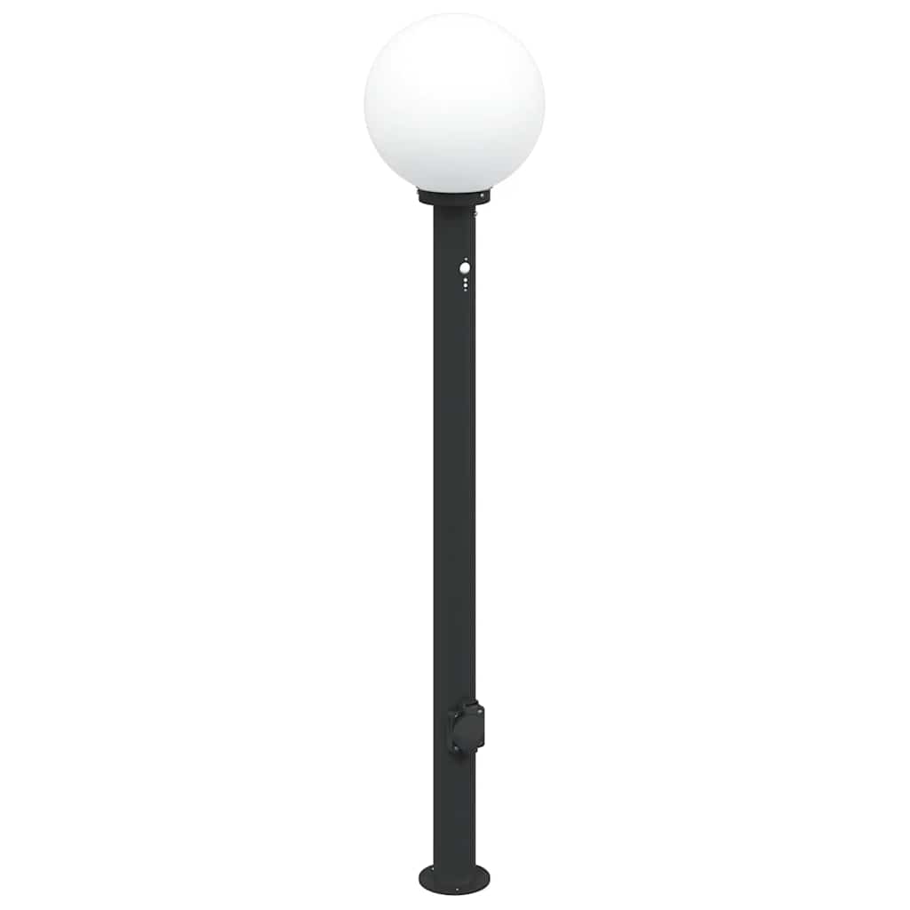 Bollard Light with Sensor&Outlet 120 cm Black IP44