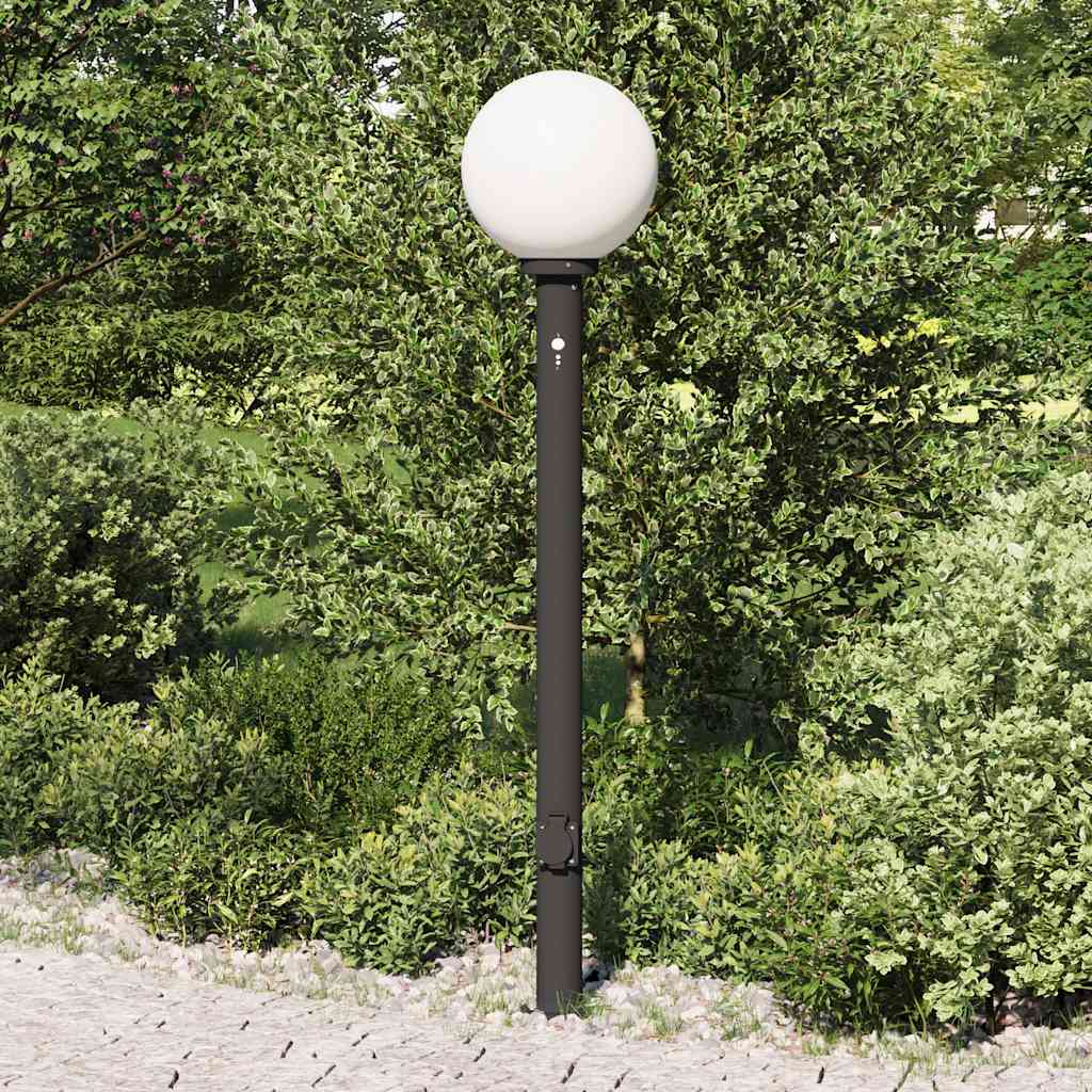 Bollard Light with Sensor&Outlet 120 cm Black IP44