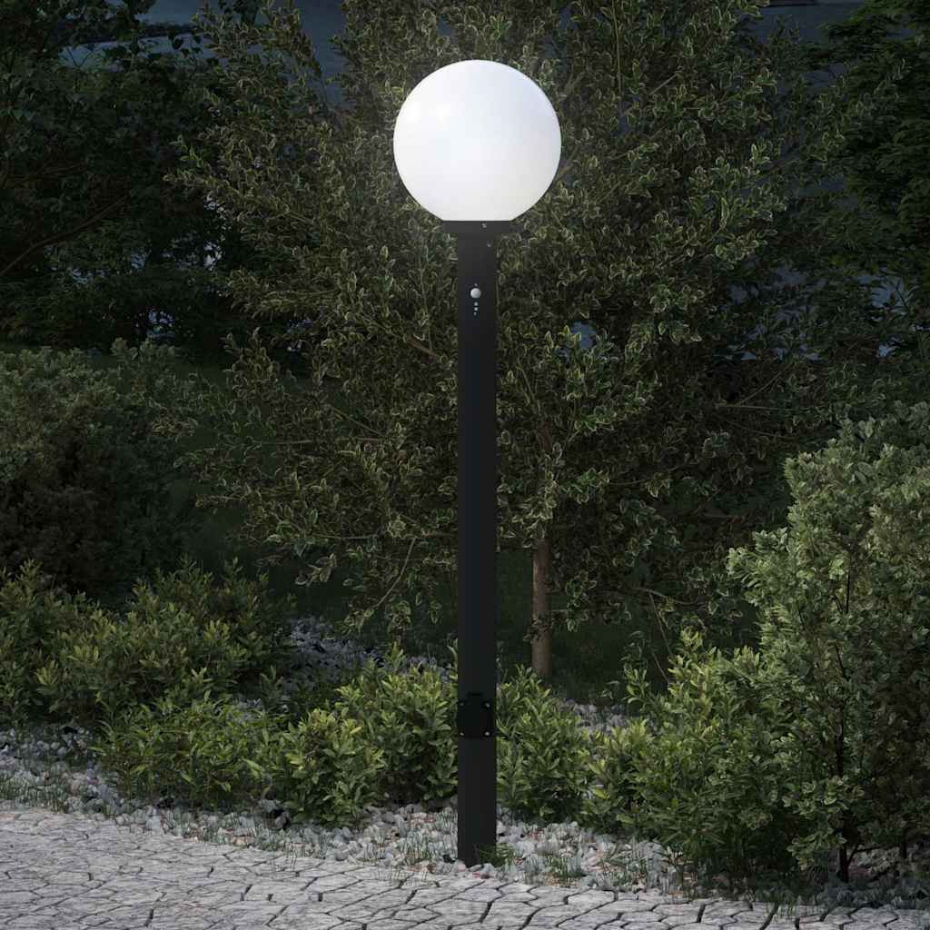 Bollard Light with Sensor&Outlet 120 cm Black IP44
