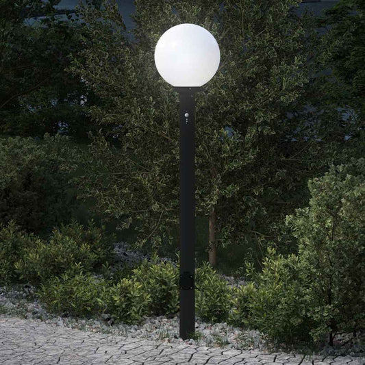 Bollard Light with Sensor&Outlet 120 cm Black IP44