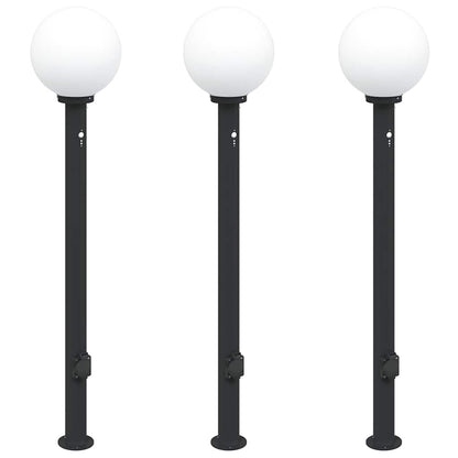 Bollard Lights with Sensor&Outlet 3 pcs 120 cm Black IP44
