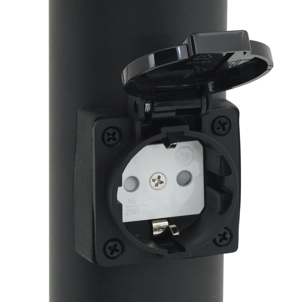 Bollard Lights with Sensor&Outlet 3 pcs 120 cm Black IP44