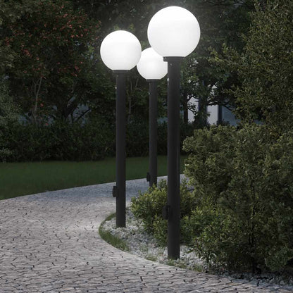 Bollard Lights with Sensor&Outlet 3 pcs 120 cm Black IP44