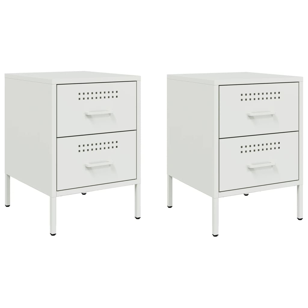 Bedside Cabinets 2 pcs White 36x39x50.5 cm Steel