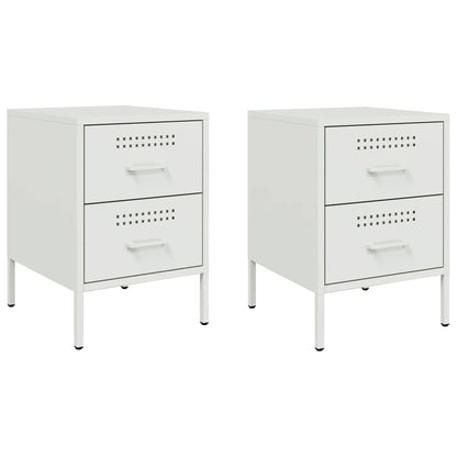 Bedside Cabinets 2 pcs White 36x39x50.5 cm Steel