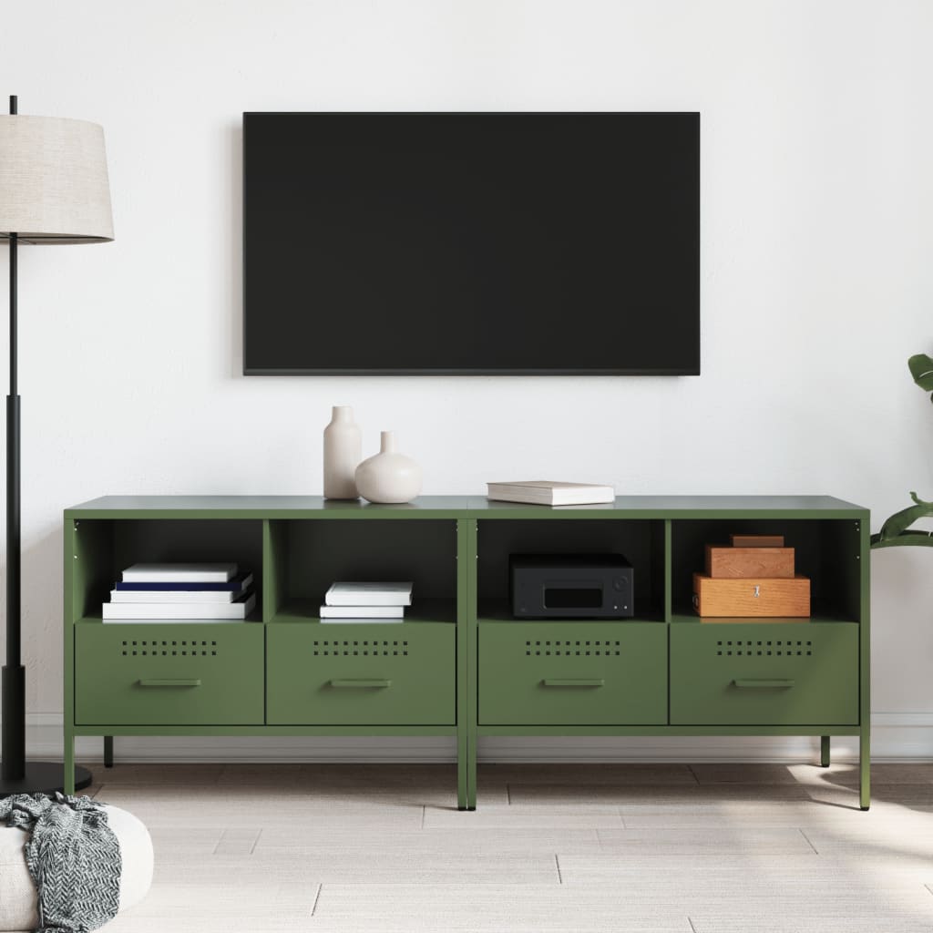 TV Cabinets 2 pcs Olive Green 68x39x50.5 cm Steel