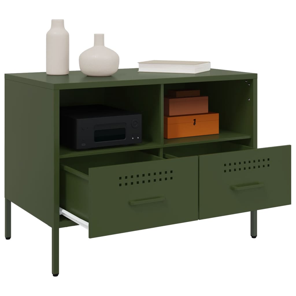 TV Cabinets 2 pcs Olive Green 68x39x50.5 cm Steel