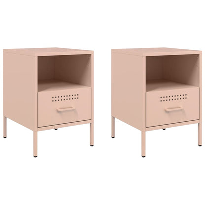 Bedside Cabinets 2 pcs Pink 36x39x50.5 cm Steel