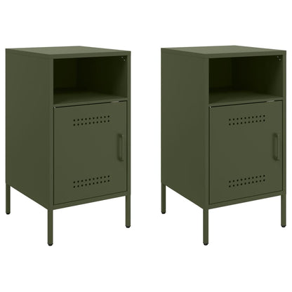 Bedside Cabinets 2 pcs Olive Green 36x39x68 cm Steel
