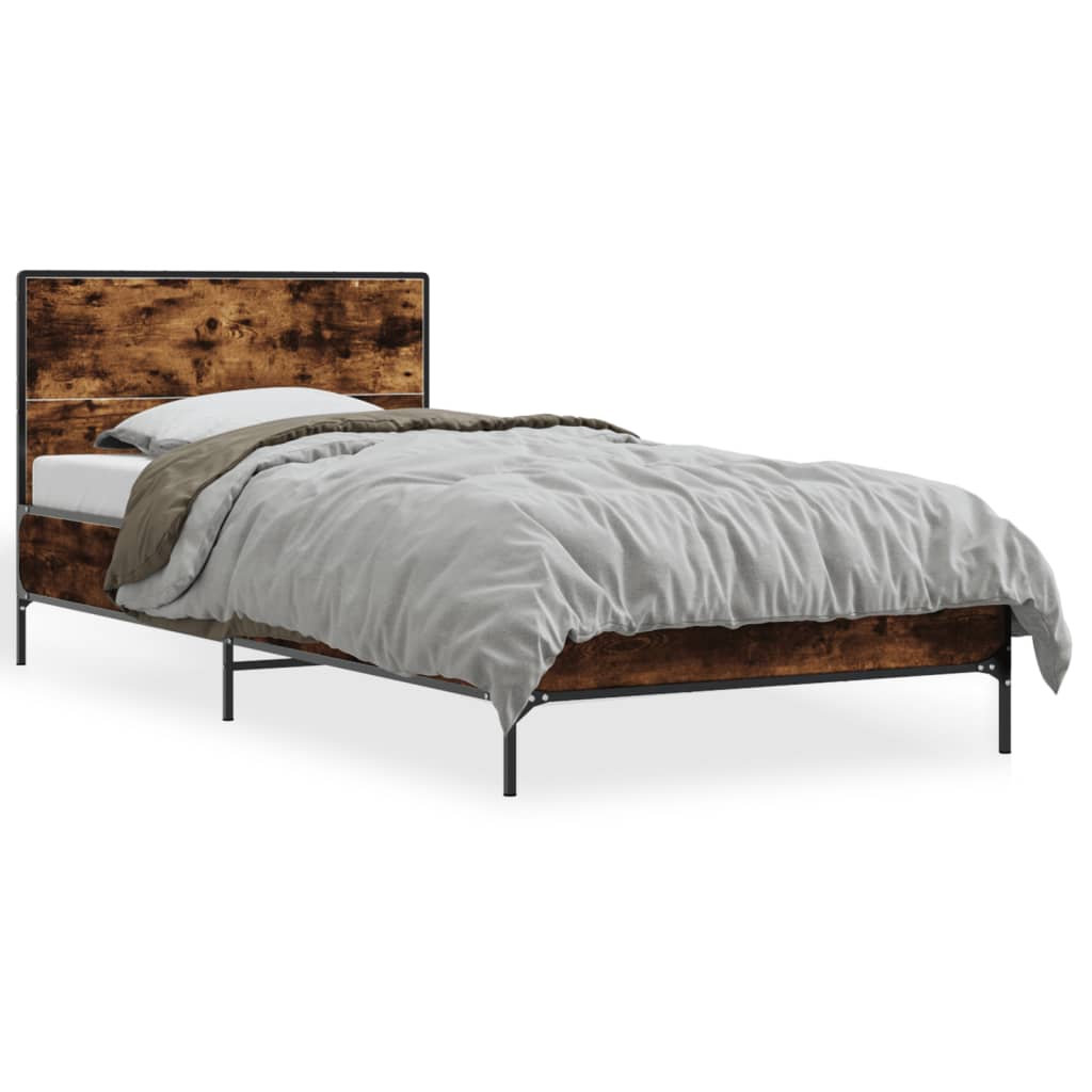 Bed Frame without Mattress Smoked Oak 100x200 cm