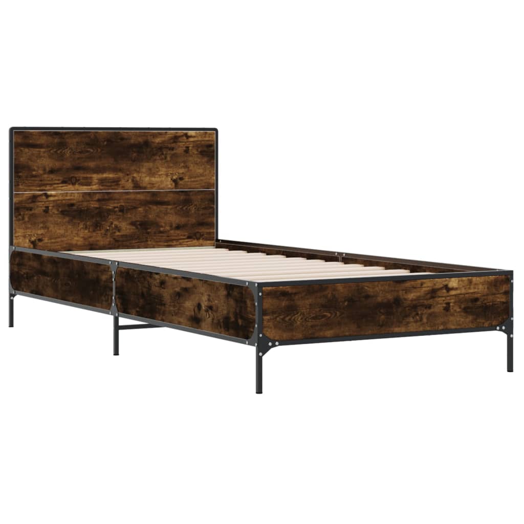 Bed Frame without Mattress Smoked Oak 100x200 cm