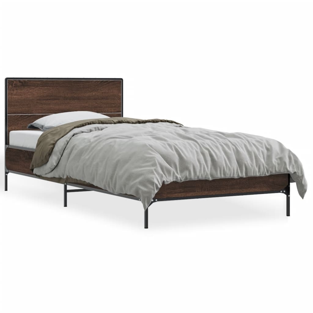 Bed Frame without Mattress Brown Oak 75x190 cm Small Single