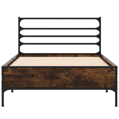 Bed Frame without Mattress Smoked Oak 90x190 cm Single