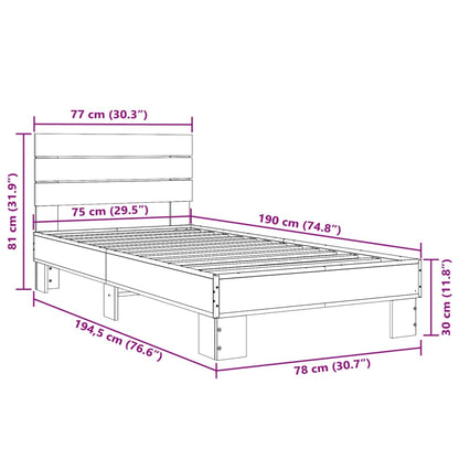 Bed Frame without Mattress Sonoma Oak 75x190 cm Small Single