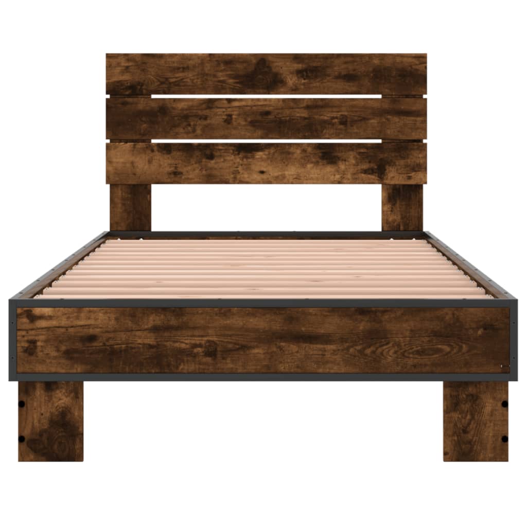 Bed Frame without Mattress Smoked Oak 75x190 cm Small Single