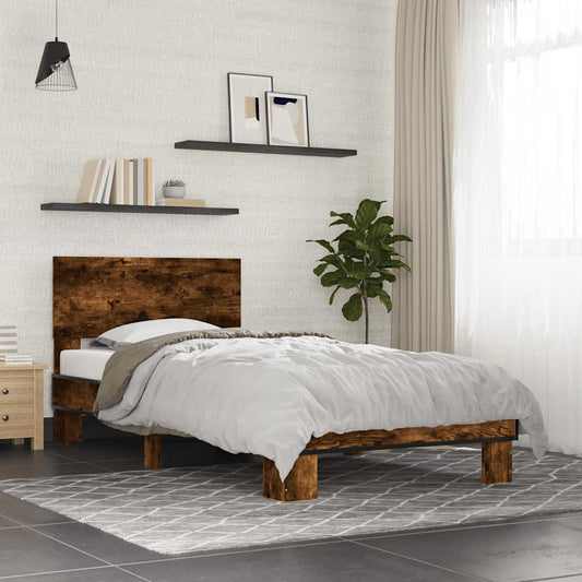 Bed Frame without Mattress Smoked Oak 90x190 cm Single