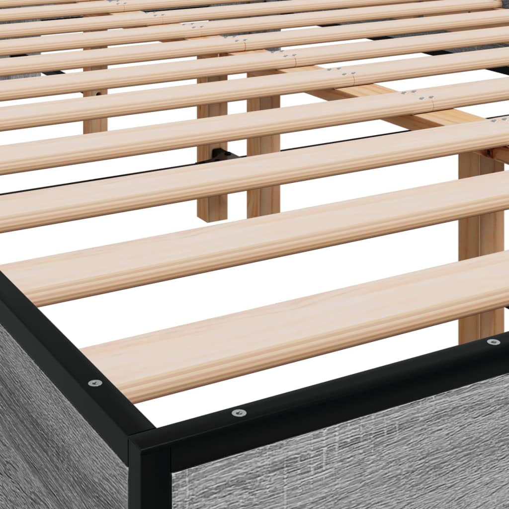 Bed Frame without Mattress Grey Sonoma 140x200 cm