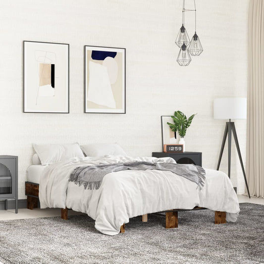 Bed Frame without Mattress Smoked Oak 120x190 cm Small Double