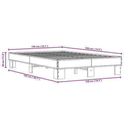 Bed Frame without Mattress Smoked Oak 135x190 cm Double