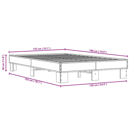 Bed Frame without Mattress Brown Oak 135x190 cm Double