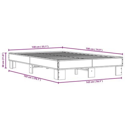 Bed Frame without Mattress Smoked Oak 140x190 cm