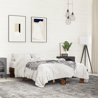 Bed Frame without Mattress Smoked Oak 140x190 cm