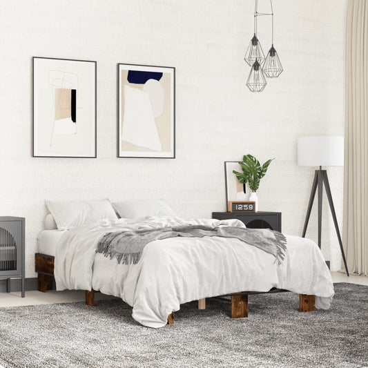 Bed Frame without Mattress Smoked Oak 140x190 cm