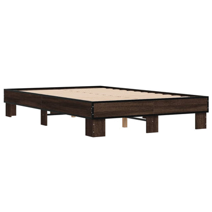 Bed Frame without Mattress Brown Oak 140x190 cm