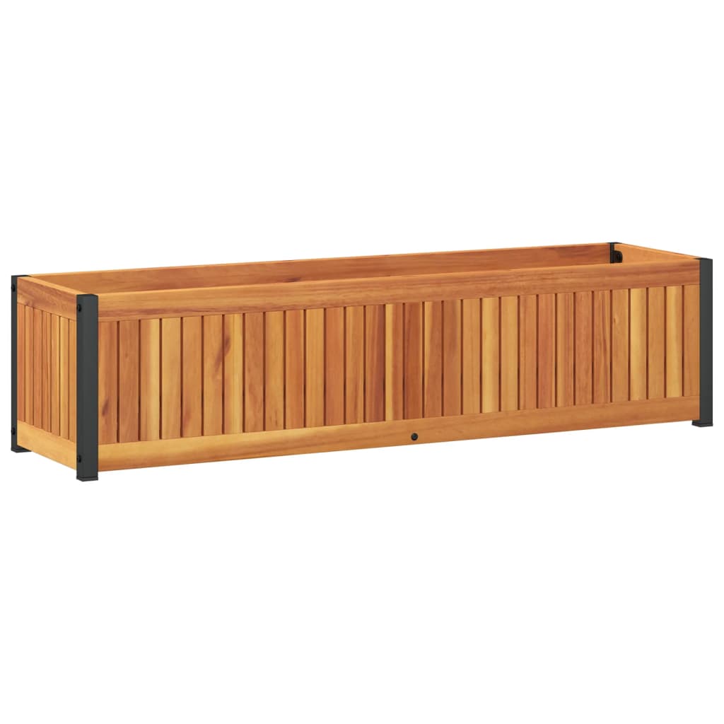 Garden Planter 110x30x27.5 cm Solid Wood Acacia and Steel