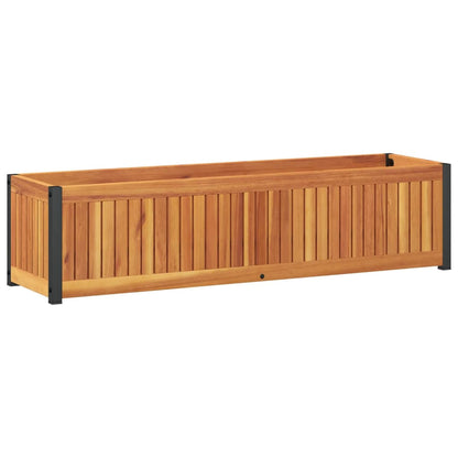 Garden Planter 110x30x27.5 cm Solid Wood Acacia and Steel