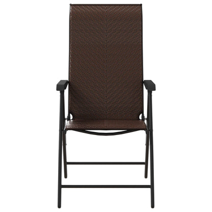 Folding Garden Chairs 4 pcs Brown Poly Rattan
