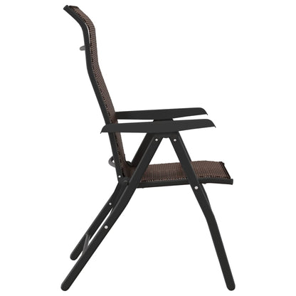 Folding Garden Chairs 4 pcs Brown Poly Rattan