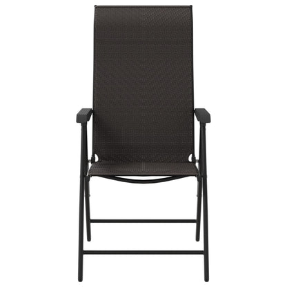 Folding Garden Chairs 4 pcs Black Coffee Poly Rattan