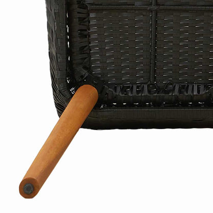 Garden Dining Set with Cushion 5 pcs Black Poly Rattan