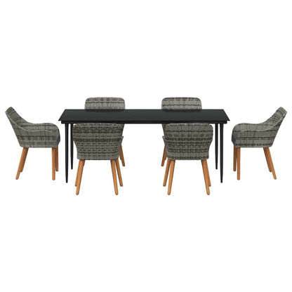Garden Dining Set with Cushion 7 pcs Grey Poly Rattan
