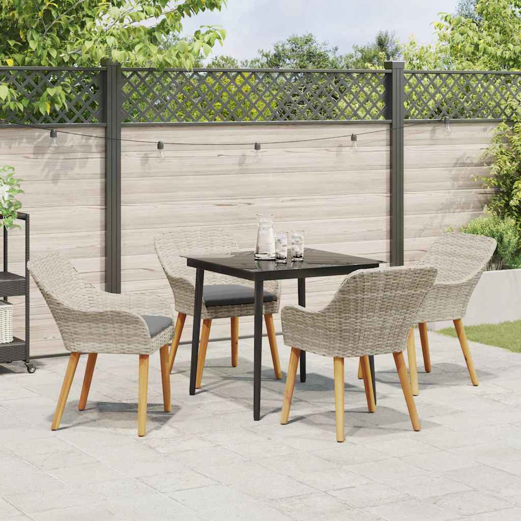 Dining Set Light grey Poly rattan